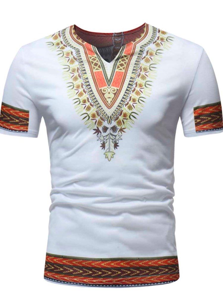 Afrikanskt Mode Dashiki-Tryckt Smal Kortärmad T-Shirt För Män