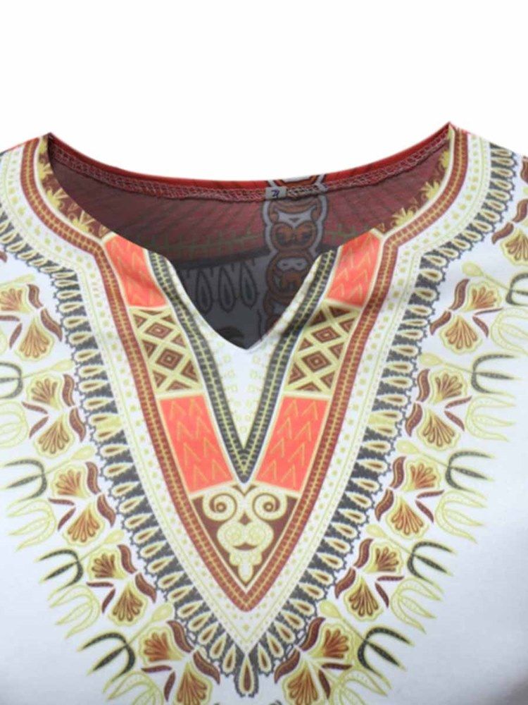 Afrikanskt Mode Dashiki-Tryckt Smal Kortärmad T-Shirt För Män