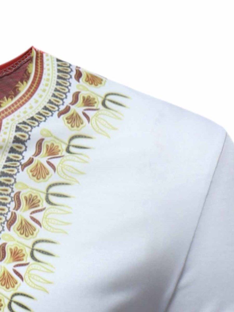 Afrikanskt Mode Dashiki-Tryckt Smal Kortärmad T-Shirt För Män