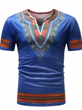 Afrikanskt Mode Dashiki-Tryckt Smal Kortärmad T-Shirt För Män