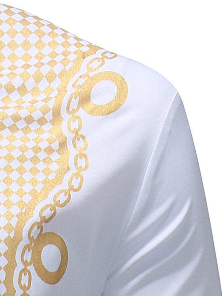 Afrikanskt Mode Dashiki V-Hals Slimma Casual Mäns Skjortor