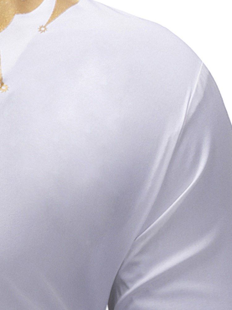 Afrikanskt Mode Dashiki V-Halstryckta Casual T-Shirts För Män