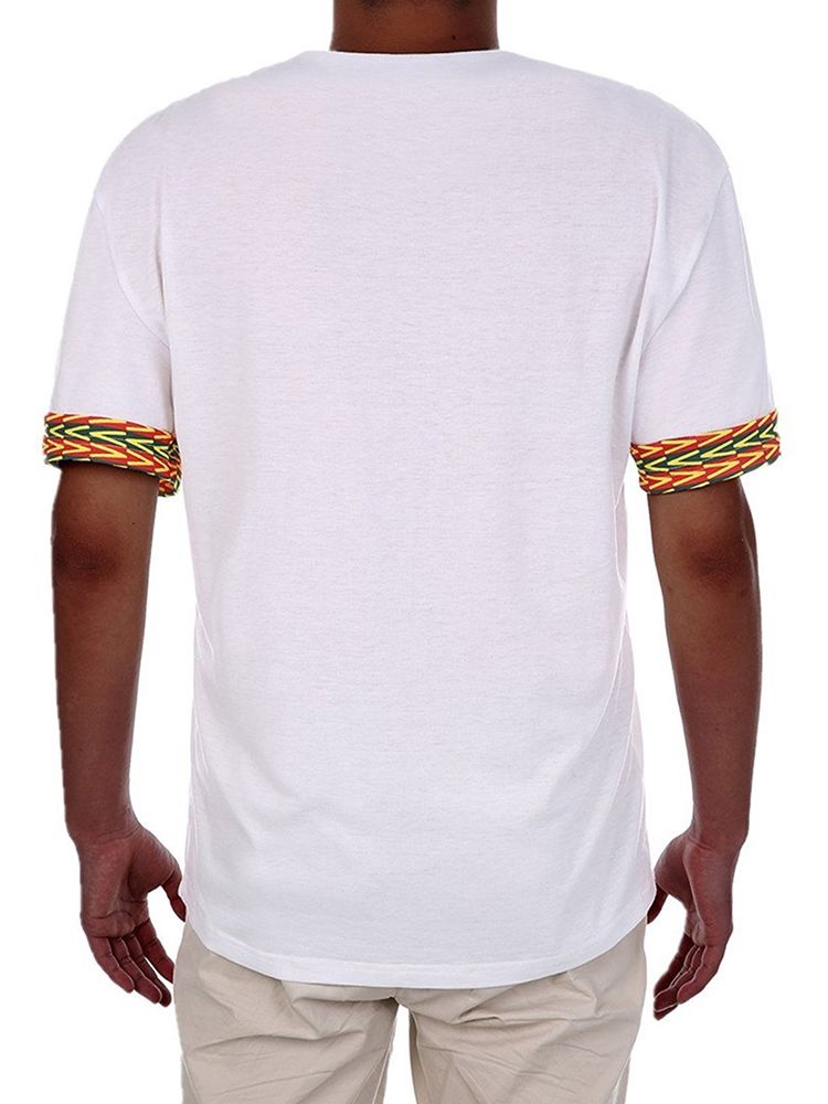 Afrikanskt Mode V-Ringad Dashiki Print Kortärmad T-Shirt För Män