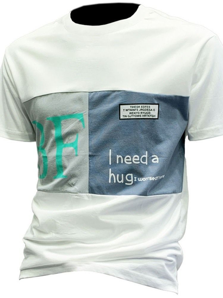 Avslappnad Rundhalstryck För Män Kortärmad Standard T-Shirt