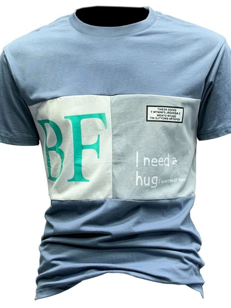 Avslappnad Rundhalstryck För Män Kortärmad Standard T-Shirt