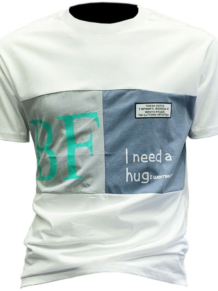 Avslappnad Rundhalstryck För Män Kortärmad Standard T-Shirt