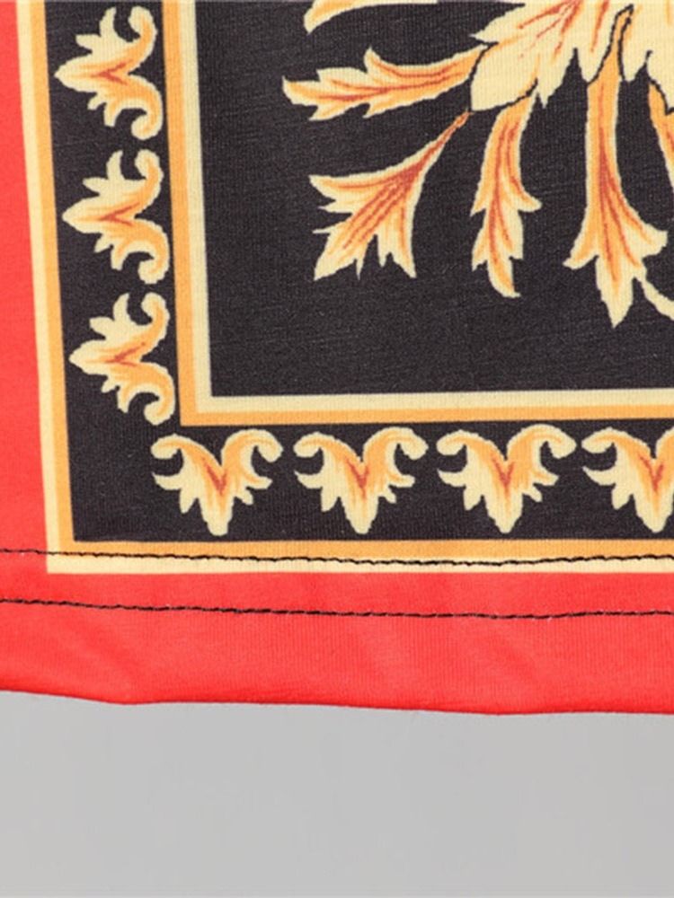 Blommönster Med Rund Hals För Män Smal Kortärmad T-Shirt