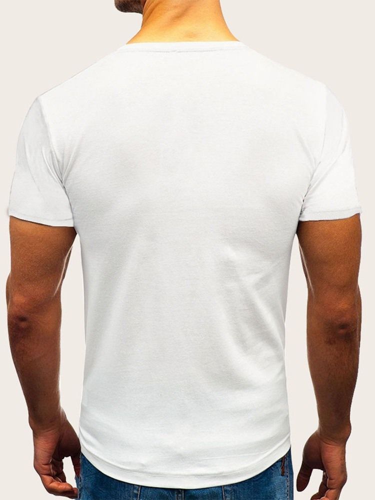 Bokstav Europeisk Rundhalsad Rak Kortärmad Herrt-Shirt