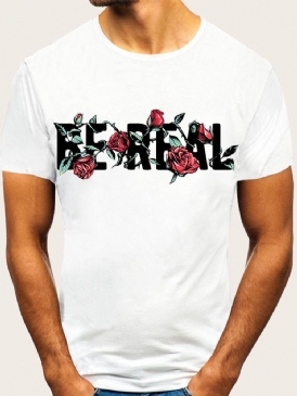 Bokstav Europeisk Rundhalsad Rak Kortärmad Herrt-Shirt