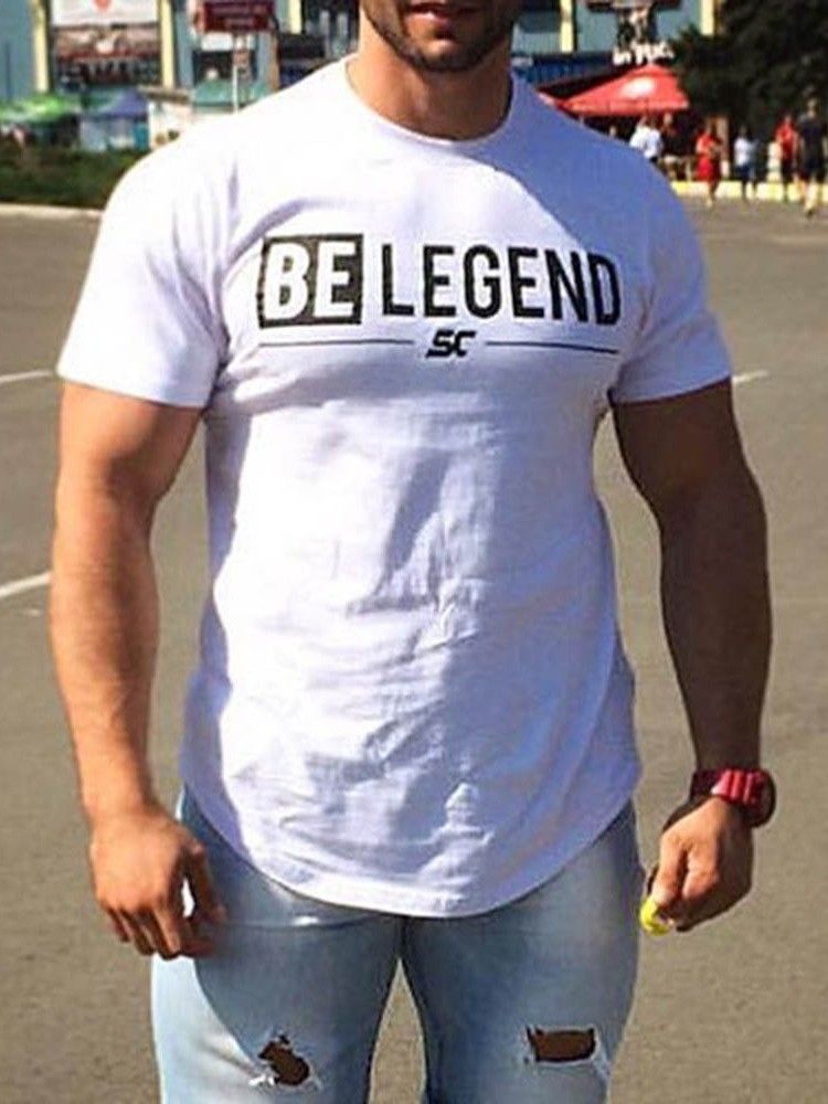 Bokstav Europeisk Rundhalsad Smal Kortärmad T-Shirt