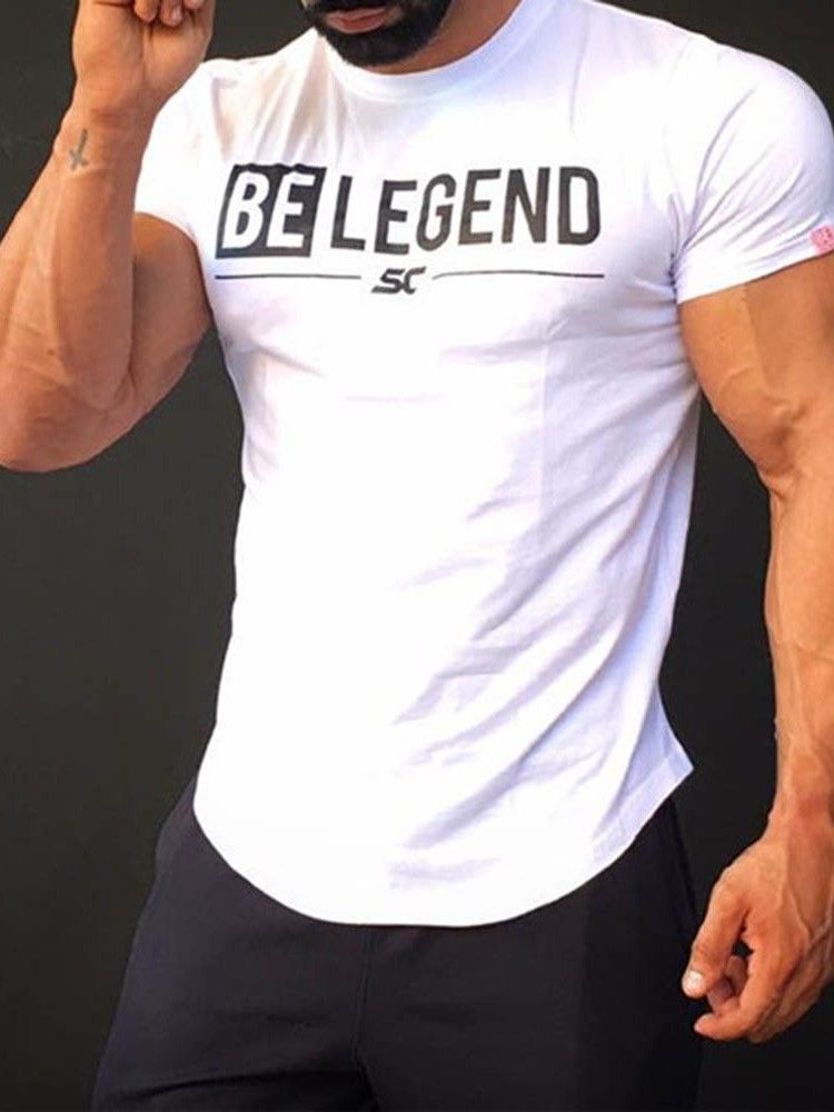 Bokstav Europeisk Rundhalsad Smal Kortärmad T-Shirt