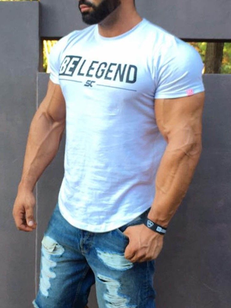 Bokstav Europeisk Rundhalsad Smal Kortärmad T-Shirt