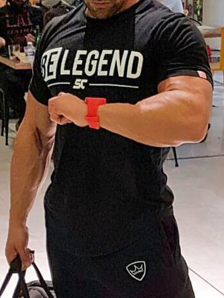 Bokstav Europeisk Rundhalsad Smal Kortärmad T-Shirt