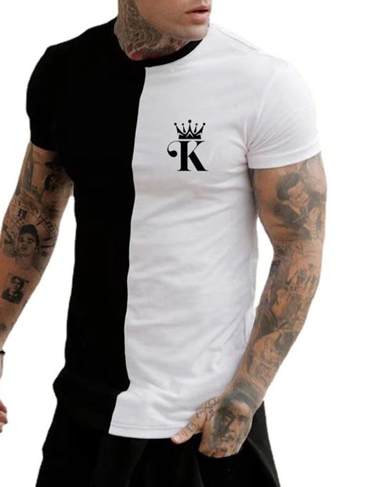 Bokstav Rundhalsad Slimmad Tröja Herr T-Shirt