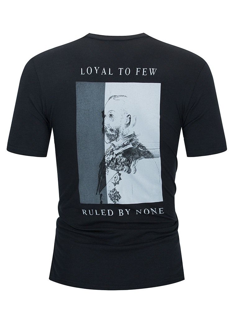 Brevtryck Lös Kortärmad T-Shirt För Män