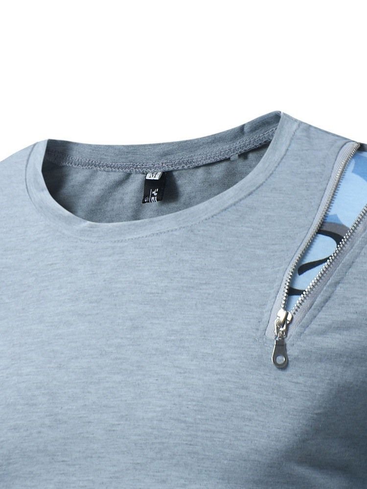 Camouflage Casual Patchwork Smal Långärmad T-Shirt