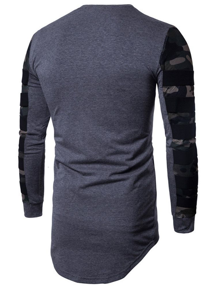 Camouflage Casual Slim Långärmad T-Shirt Med Rund Hals