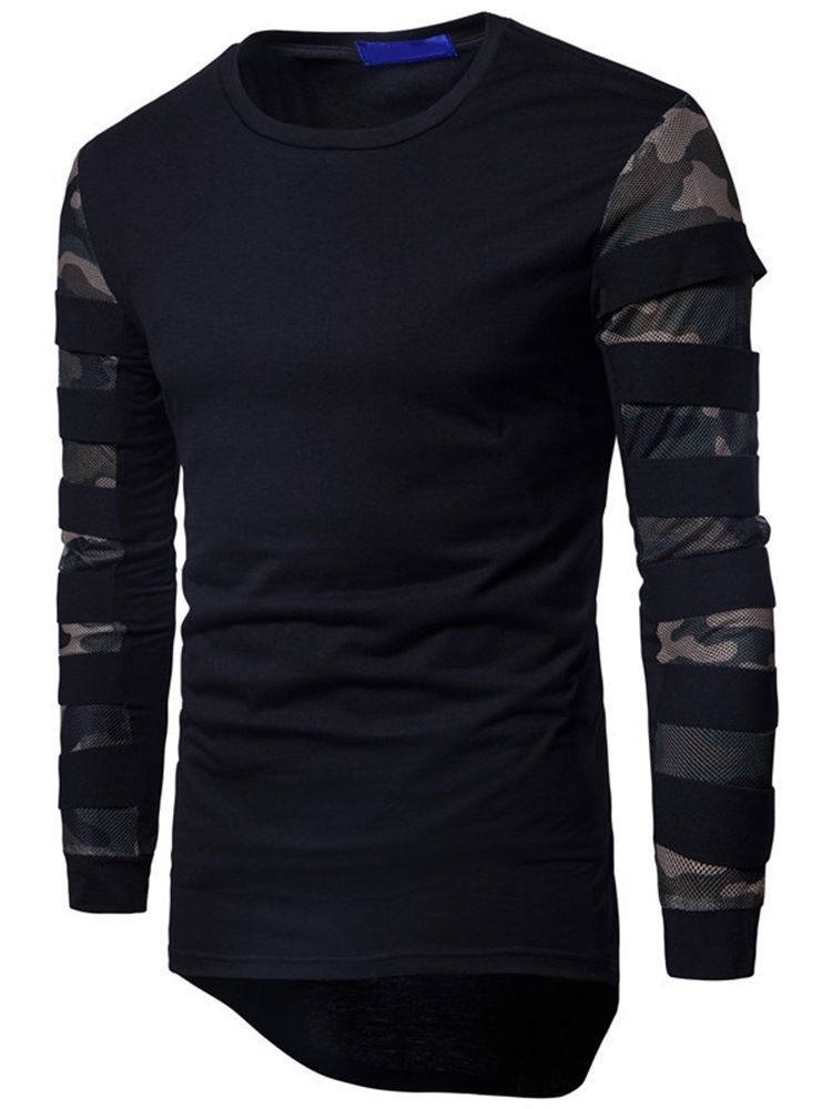 Camouflage Casual Slim Långärmad T-Shirt Med Rund Hals