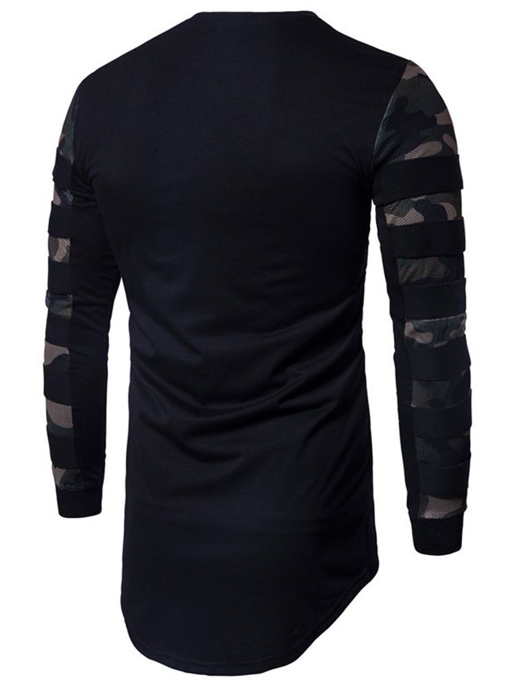 Camouflage Casual Slim Långärmad T-Shirt Med Rund Hals