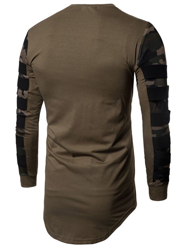 Camouflage Casual Slim Långärmad T-Shirt Med Rund Hals