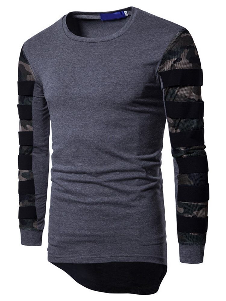 Camouflage Casual Slim Långärmad T-Shirt Med Rund Hals