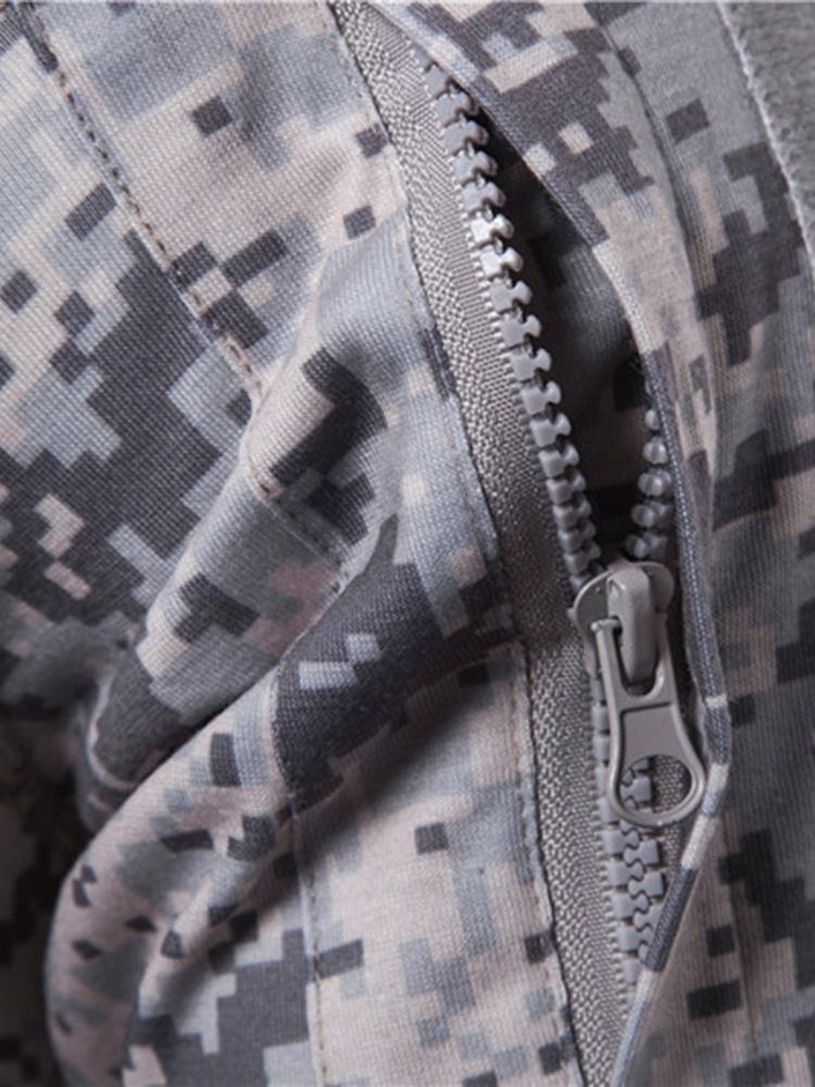 Camouflage Casual Stand Collar Slim Långärmad T-Shirt För Män