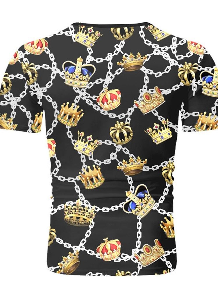 Casual Geometriskt Tryck Smal Kortärmad T-Shirt För Män