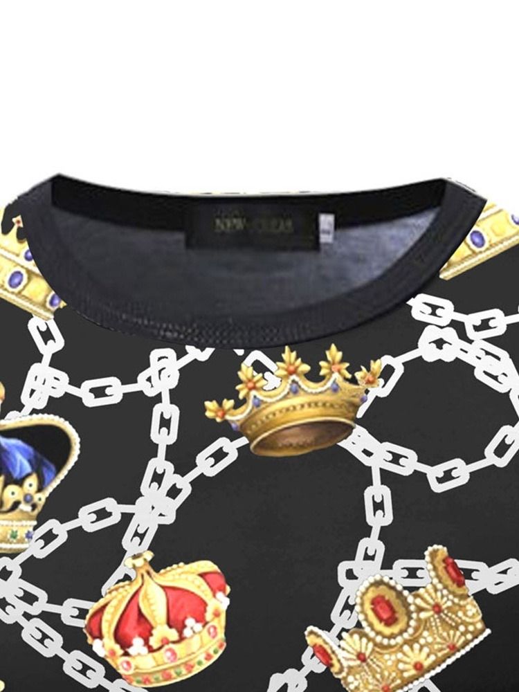 Casual Geometriskt Tryck Smal Kortärmad T-Shirt För Män
