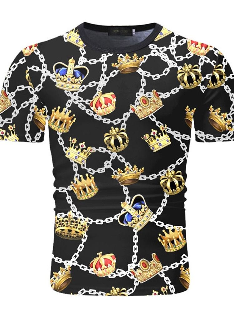 Casual Geometriskt Tryck Smal Kortärmad T-Shirt För Män