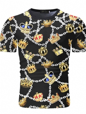 Casual Geometriskt Tryck Smal Kortärmad T-Shirt För Män