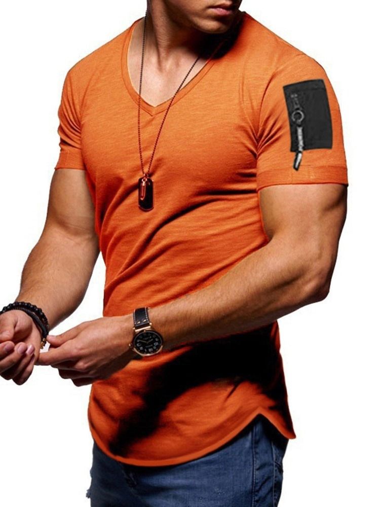 Casual Kortärmad Smal T-Shirt För Män
