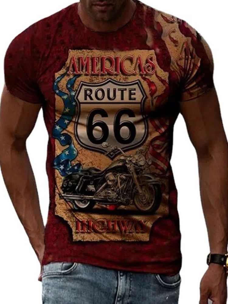 Casual Letter Print För Män Slim T-Shirt Med Kort Ärm