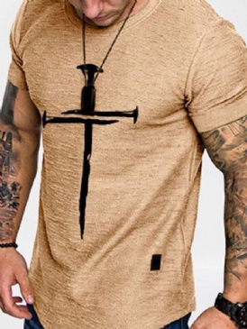 Casual Patchwork Geometrisk Kortärmad Tröja Herr T-Shirt