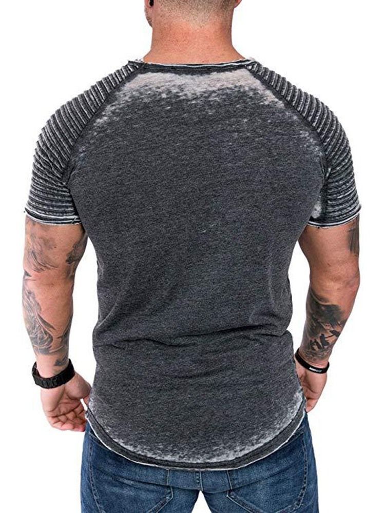 Casual Plisserad Kortärmad Smal T-Shirt För Män