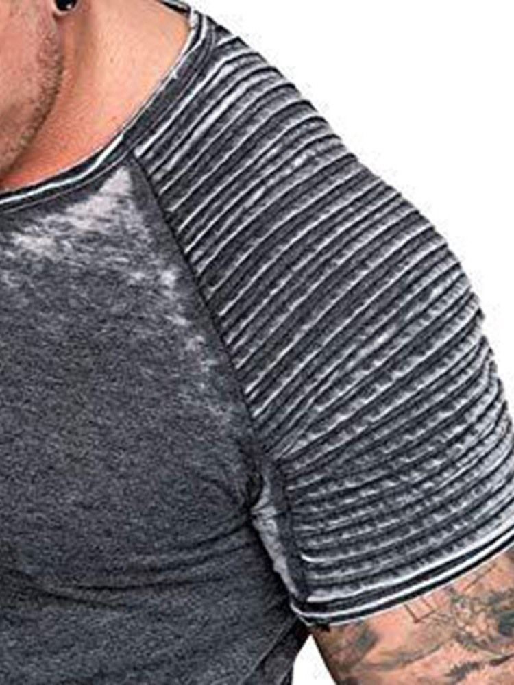 Casual Plisserad Kortärmad Smal T-Shirt För Män