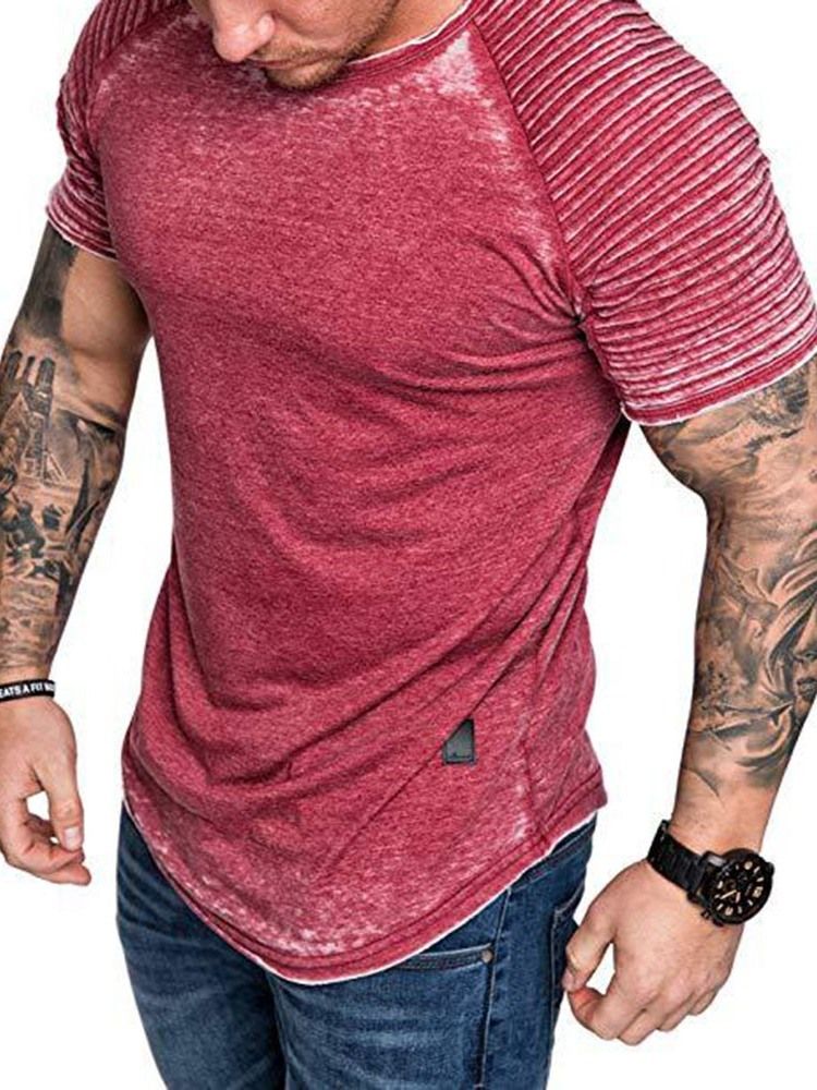 Casual Plisserad Kortärmad Smal T-Shirt För Män