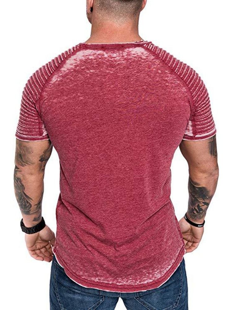 Casual Plisserad Kortärmad Smal T-Shirt För Män