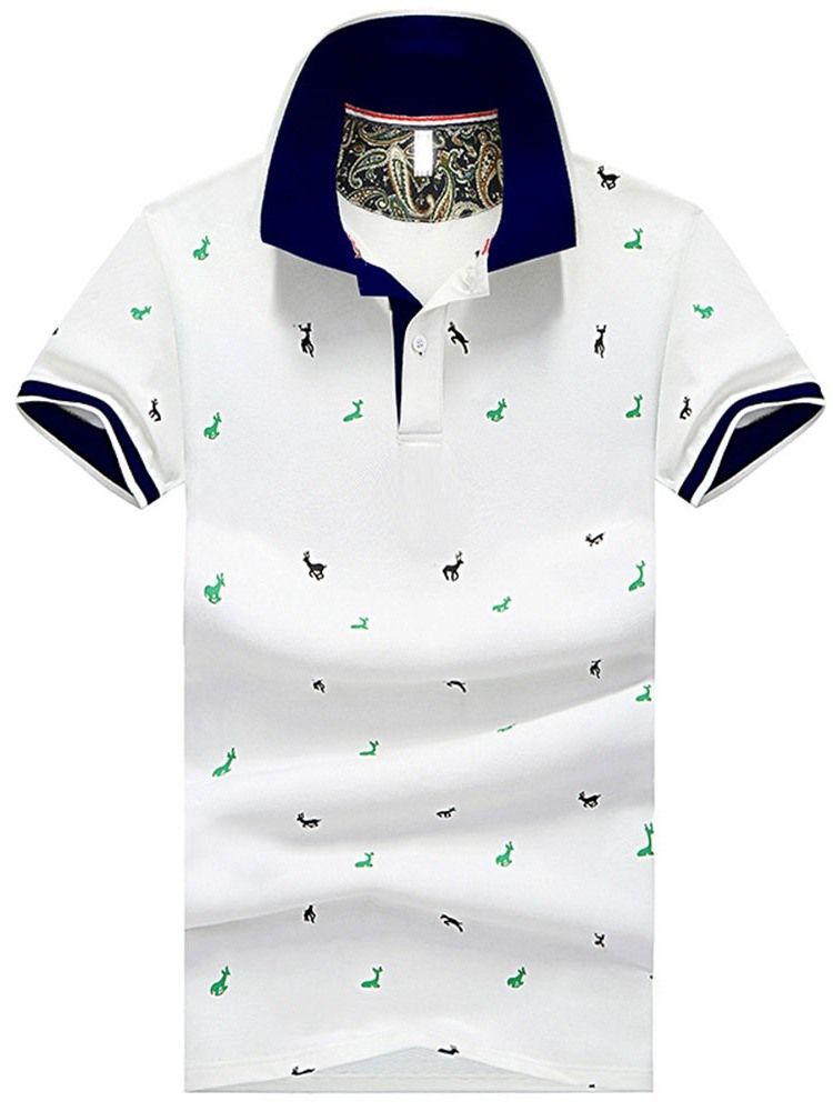 Casual Print Polo Neck Polo Herrskjorta