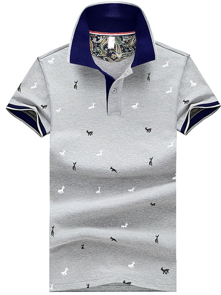 Casual Print Polo Neck Polo Herrskjorta