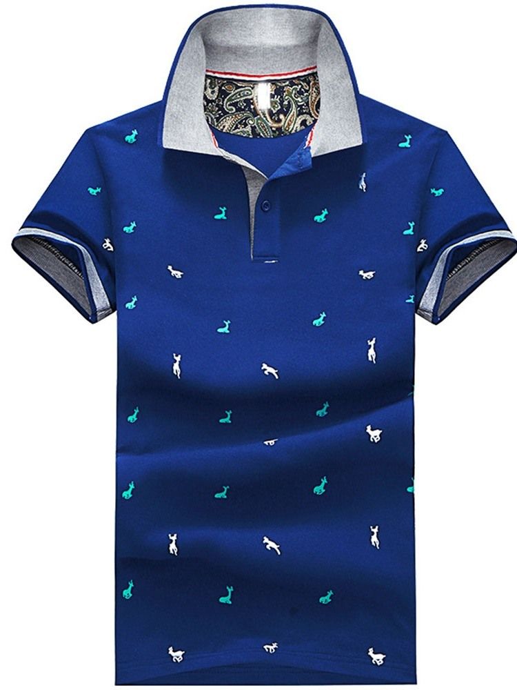 Casual Print Polo Neck Polo Herrskjorta