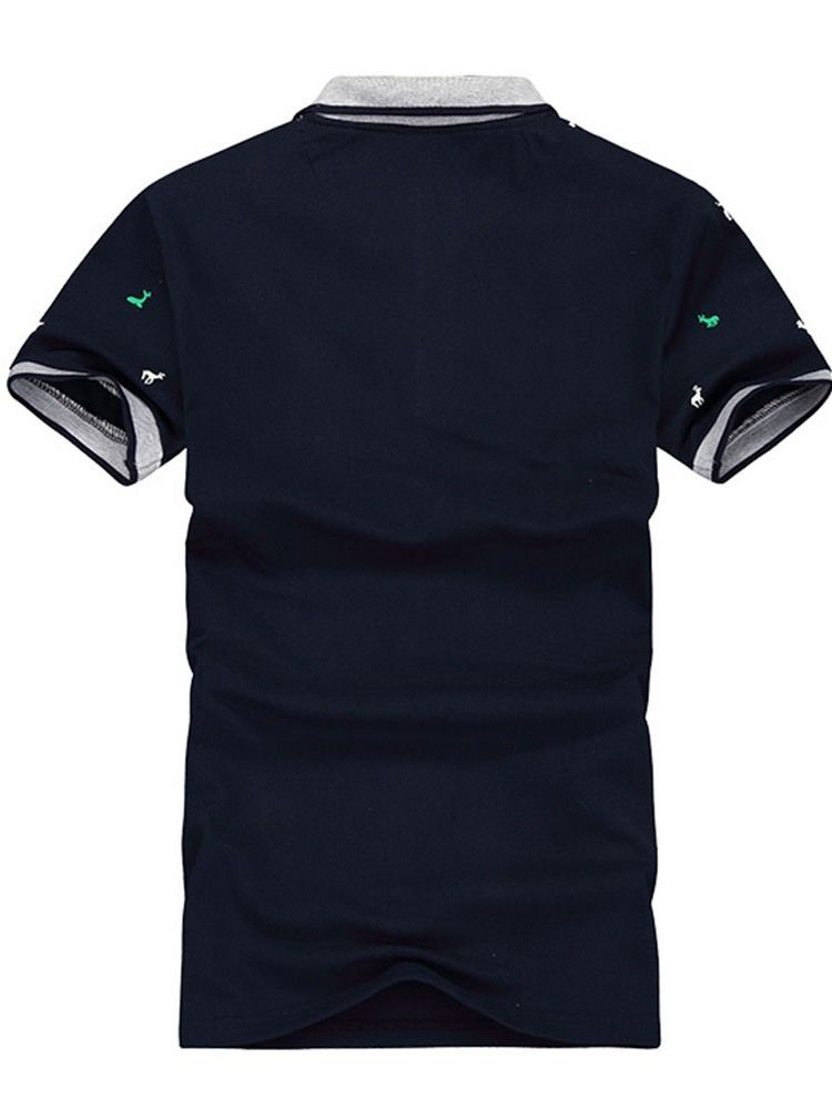 Casual Print Polo Neck Polo Herrskjorta