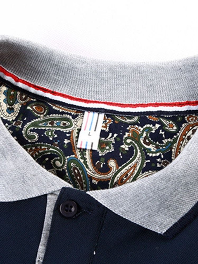 Casual Print Polo Neck Polo Herrskjorta