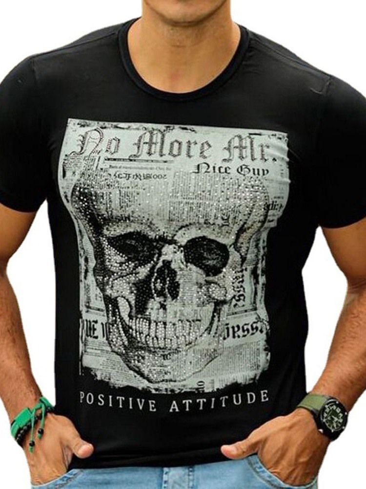Casual Skull Rund Neck Slim Kortärmad Herr T-Shirt