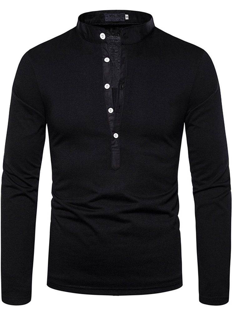 Casual Standkrage Enkel Långärmad T-Shirt Med Tröja