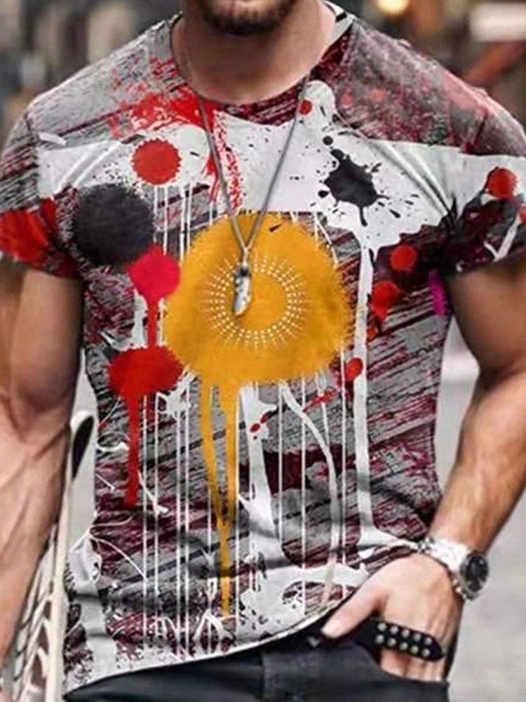 Casual T-Shirt För Män Med Rund Halstryck