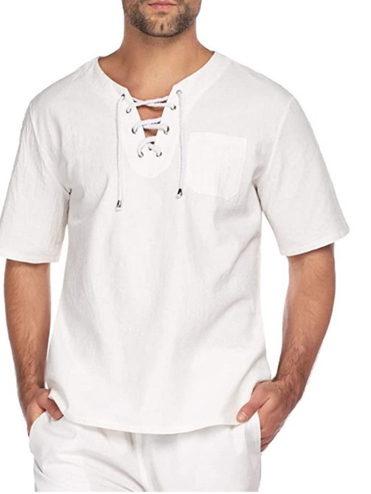 Casual Vanlig Slim Halvärmad T-Shirt För Män