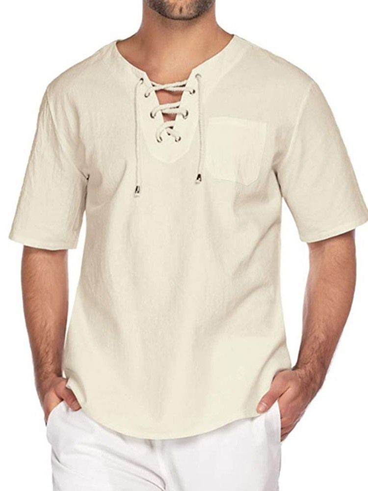 Casual Vanlig Slim Halvärmad T-Shirt För Män
