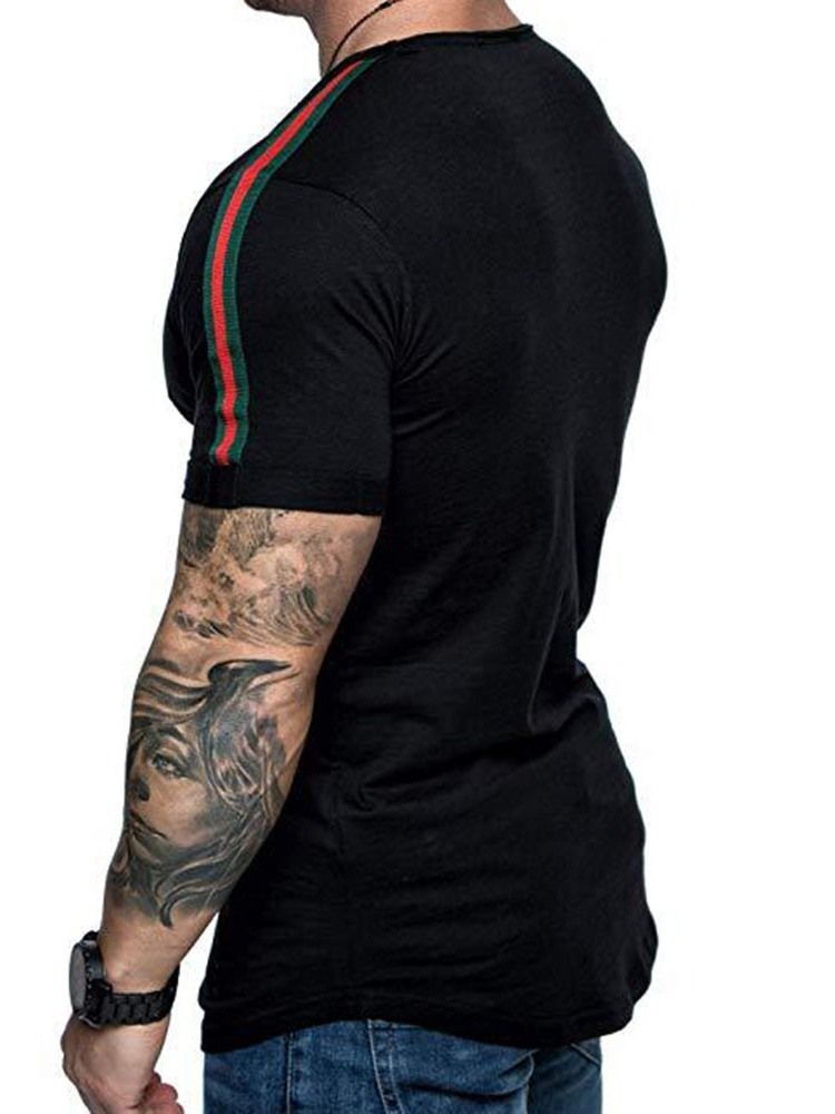 Color Block Casual Rundhalsad Smal Kortärmad T-Shirt För Män