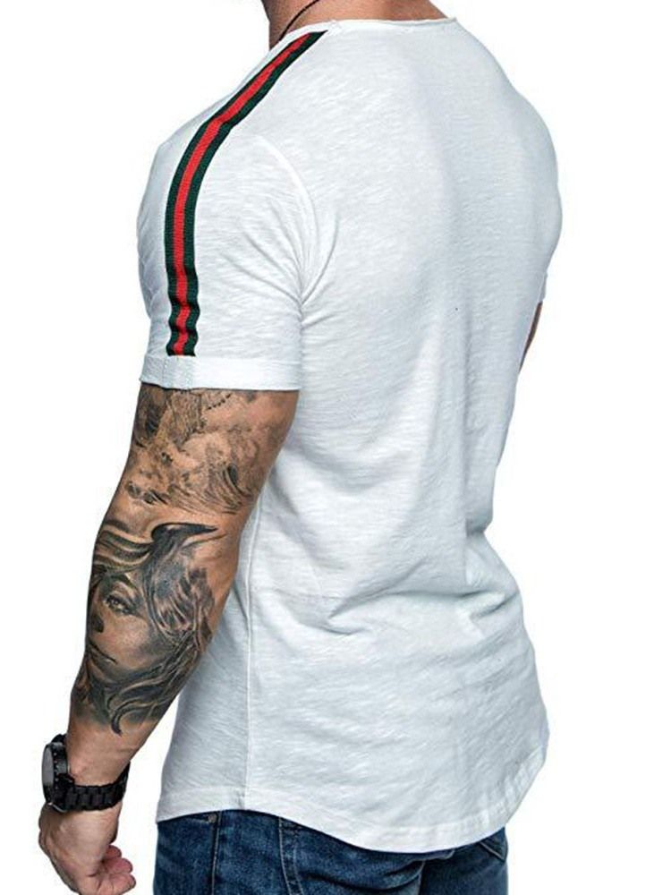Color Block Casual Rundhalsad Smal Kortärmad T-Shirt För Män