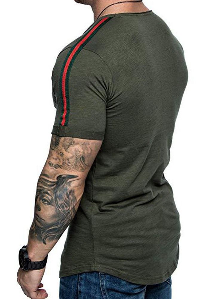 Color Block Casual Rundhalsad Smal Kortärmad T-Shirt För Män